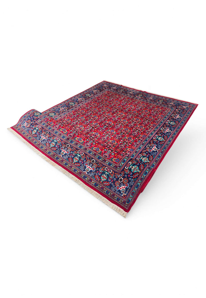 Hand-knotted Persian Moud rug with boteh motifs
