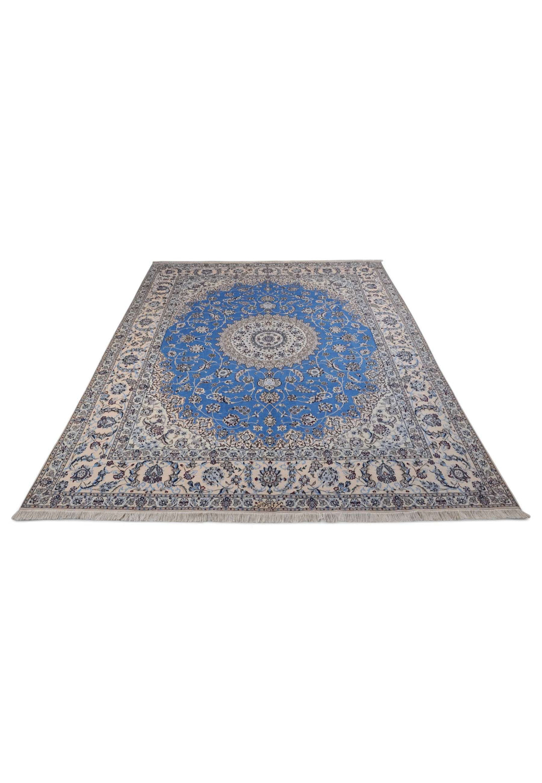 Hand-knotted wool pile of Gonbad Nain rug, 204×248cm