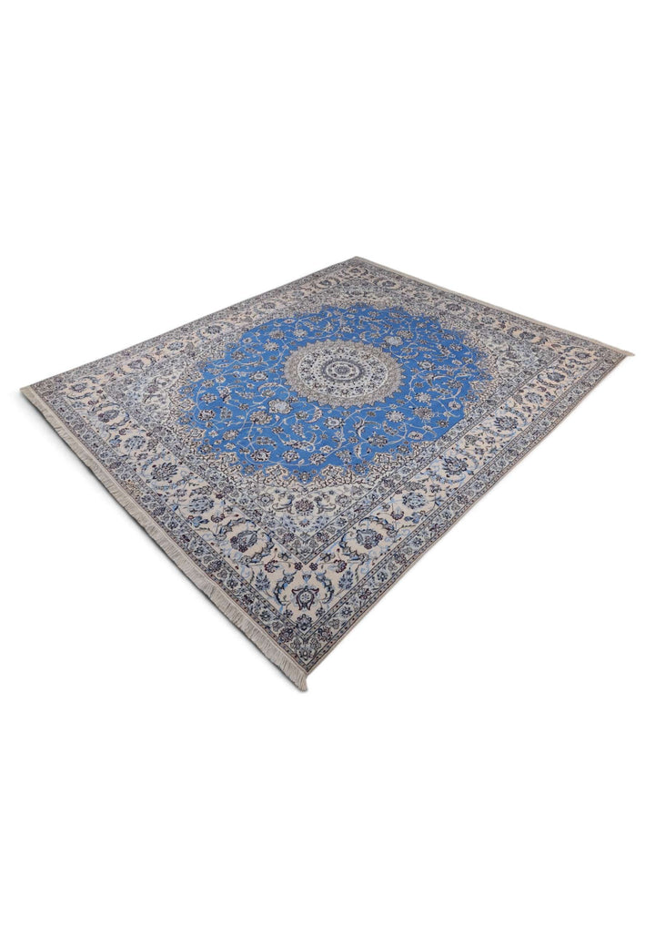 Blue ivory Gonbad Nain rug 204×248cm, Persian craftsmanship