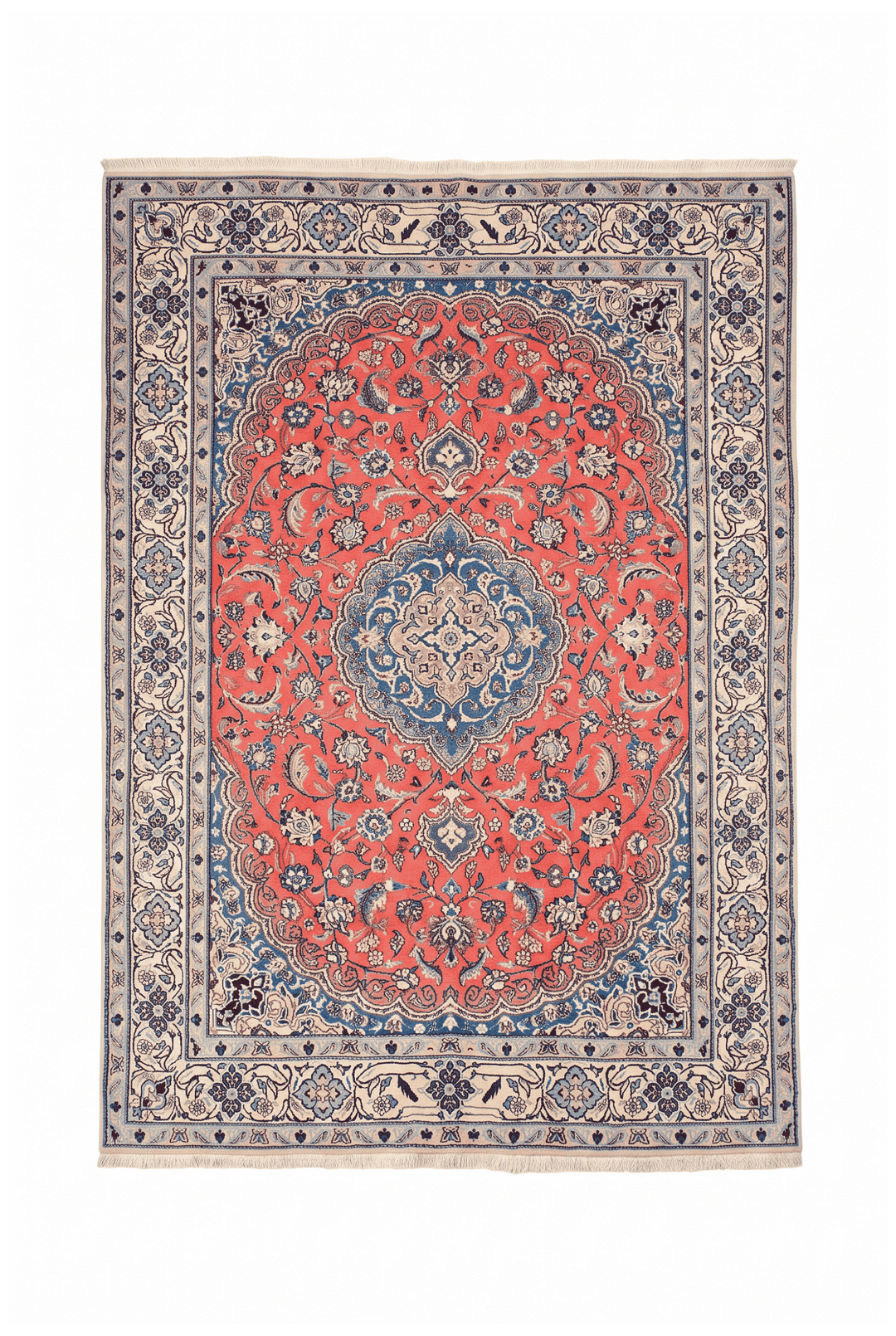Coral medallion Nain rug, 190×305cm, about 4.5 tatami