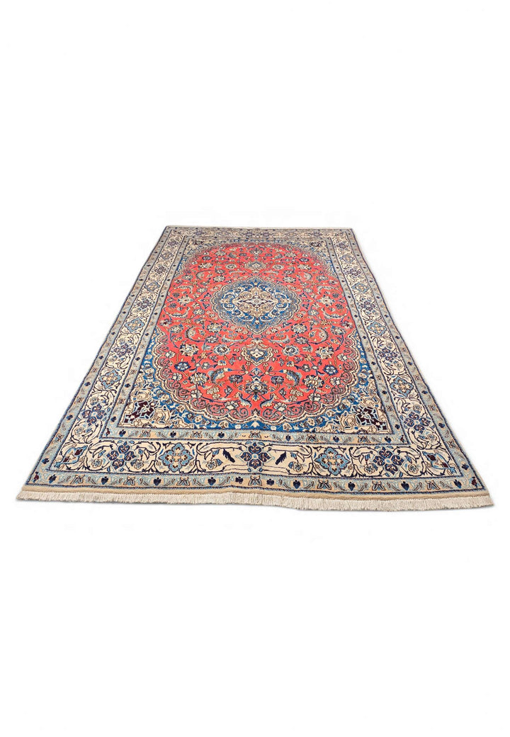 Hand-knotted wool pile of coral Nain rug, 190×305cm