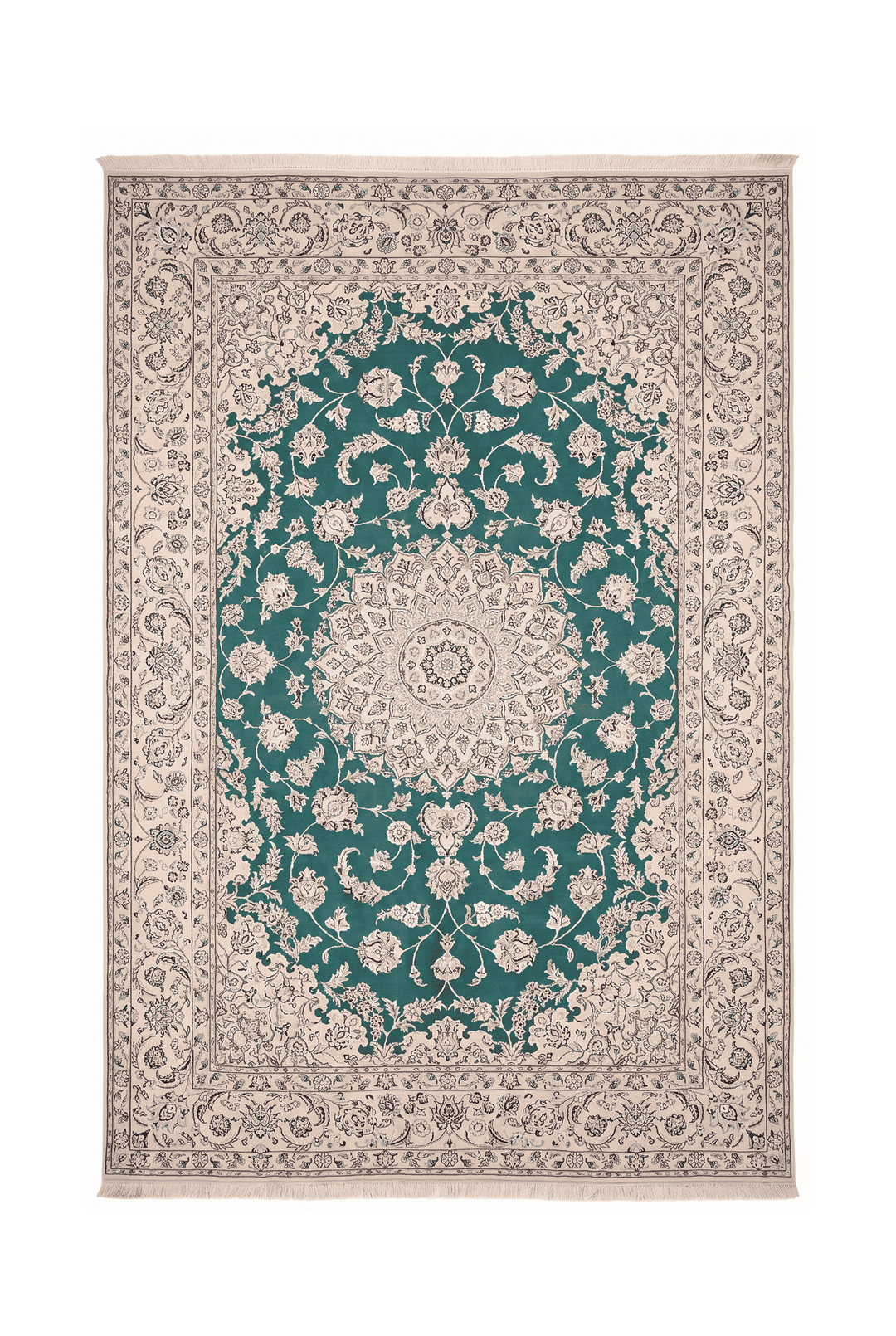 Teal medallion Nain rug, 200×312cm, about 4.5 tatami