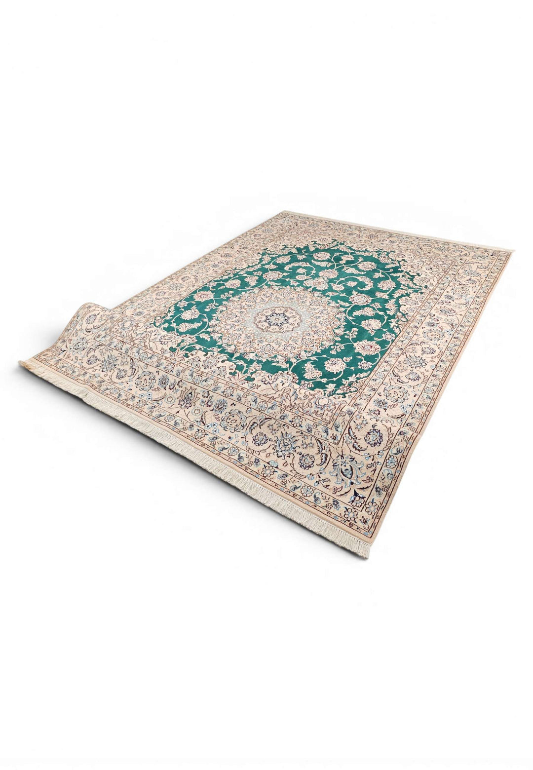 Hand-knotted Persian Nain rug with fine medallion work