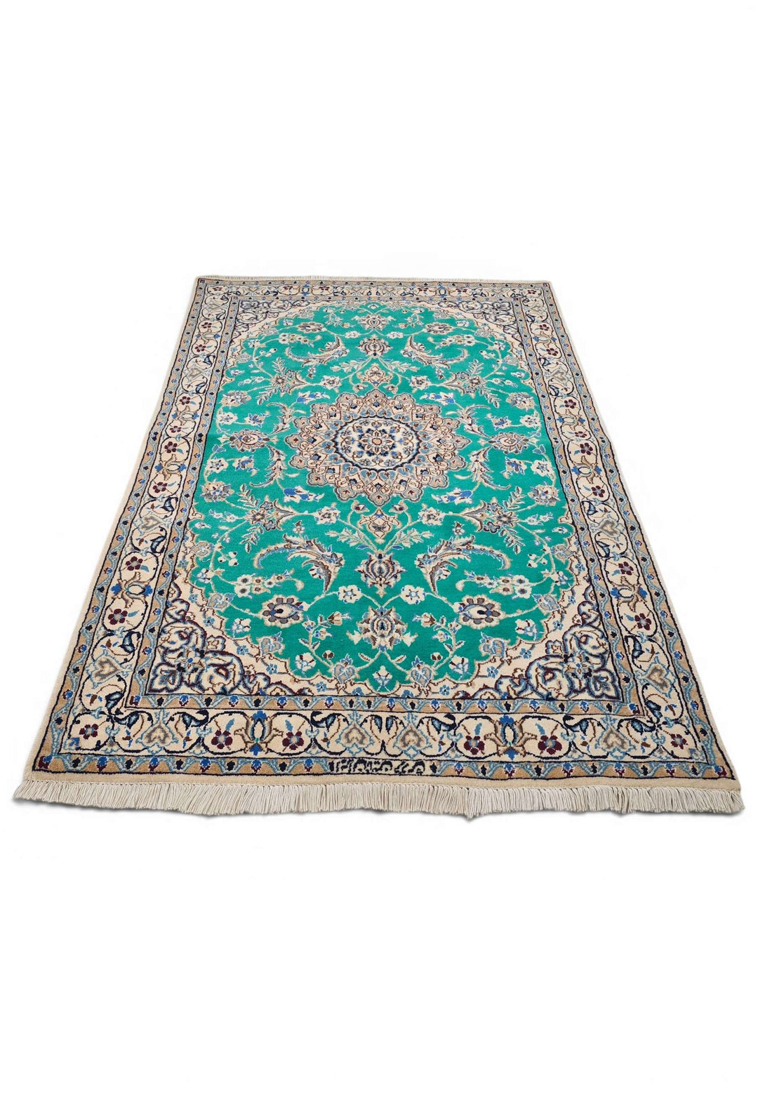 Emerald green Nain rug 109×175cm, Persian craftsmanship