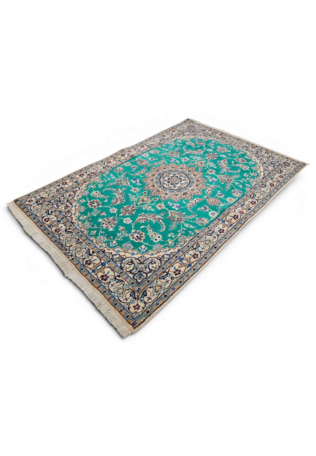 Hand-knotted Persian Nain rug with fine medallion work