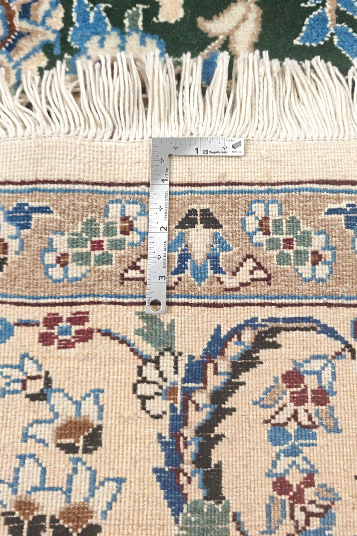 Forest green Nain Persian rug, hand-knotted