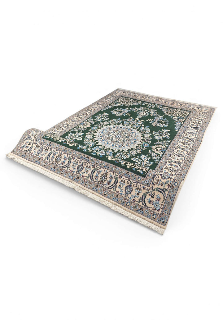 Hand-knotted Persian Nain rug with fine medallion work