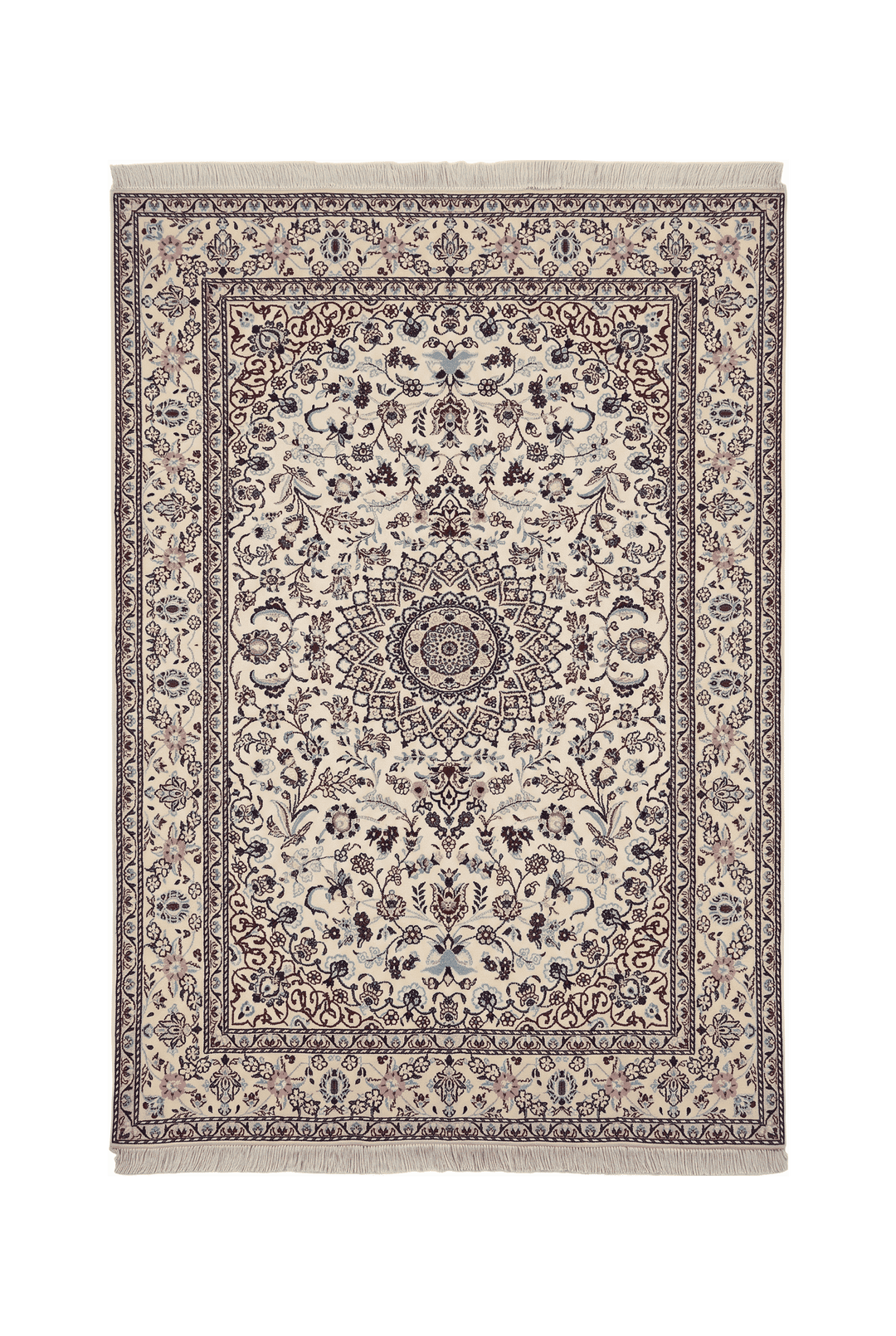 Ivory and wine red medallion Nain rug, 150×257cm, about 2 tatami