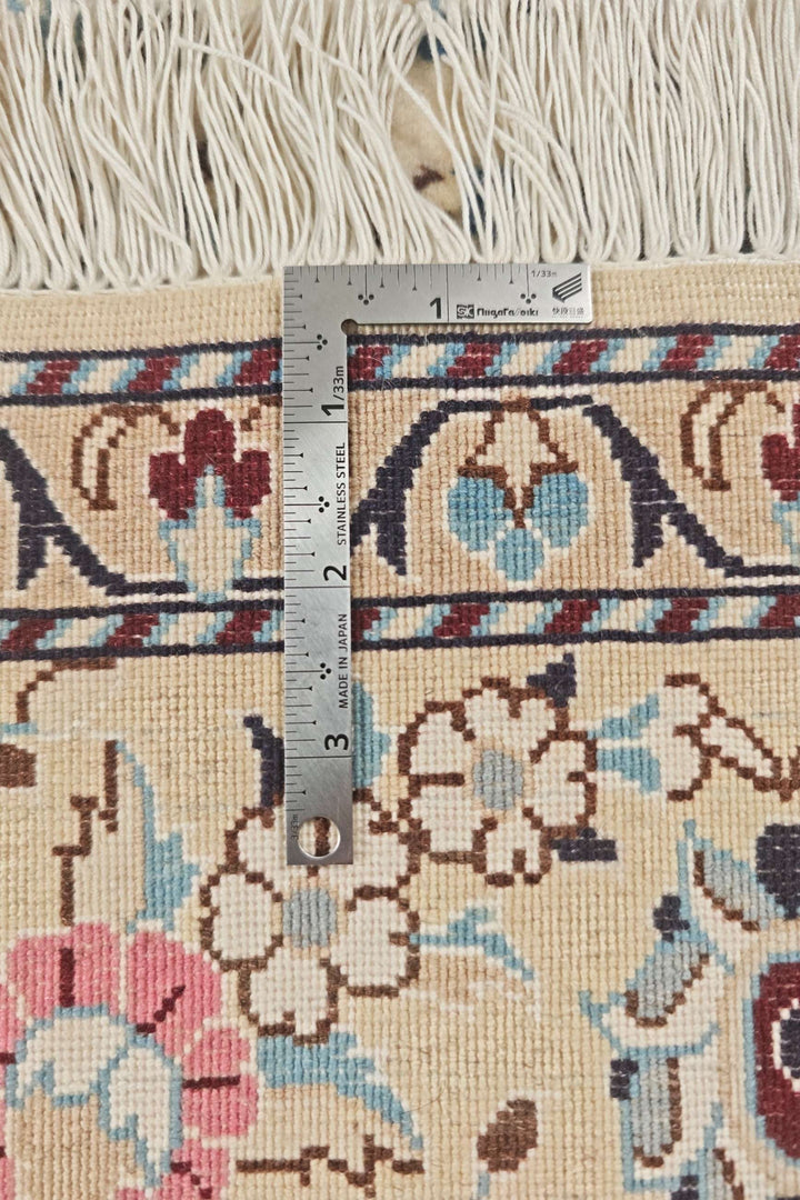 Ivory wine red Nain Persian rug, hand-knotted