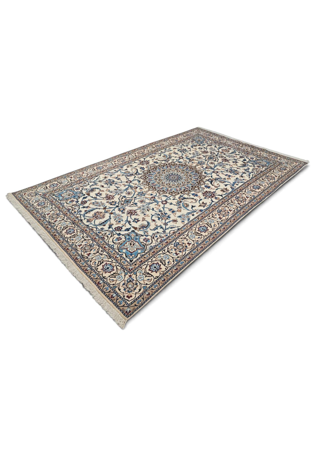 Ivory sky blue Nain rug 151×239cm, Persian craftsmanship