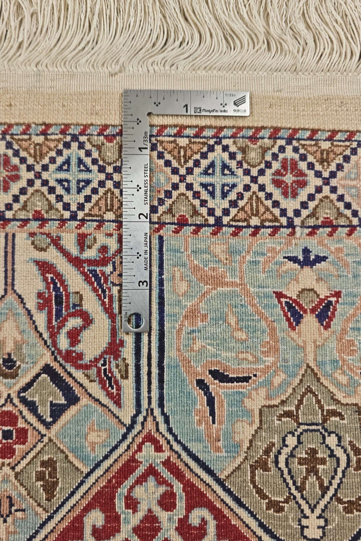 Ivory and blue Gonbad Nain Persian rug, hand-knotted