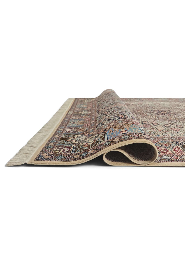 Hand-knotted Persian Nain rug with Gonbad dome design