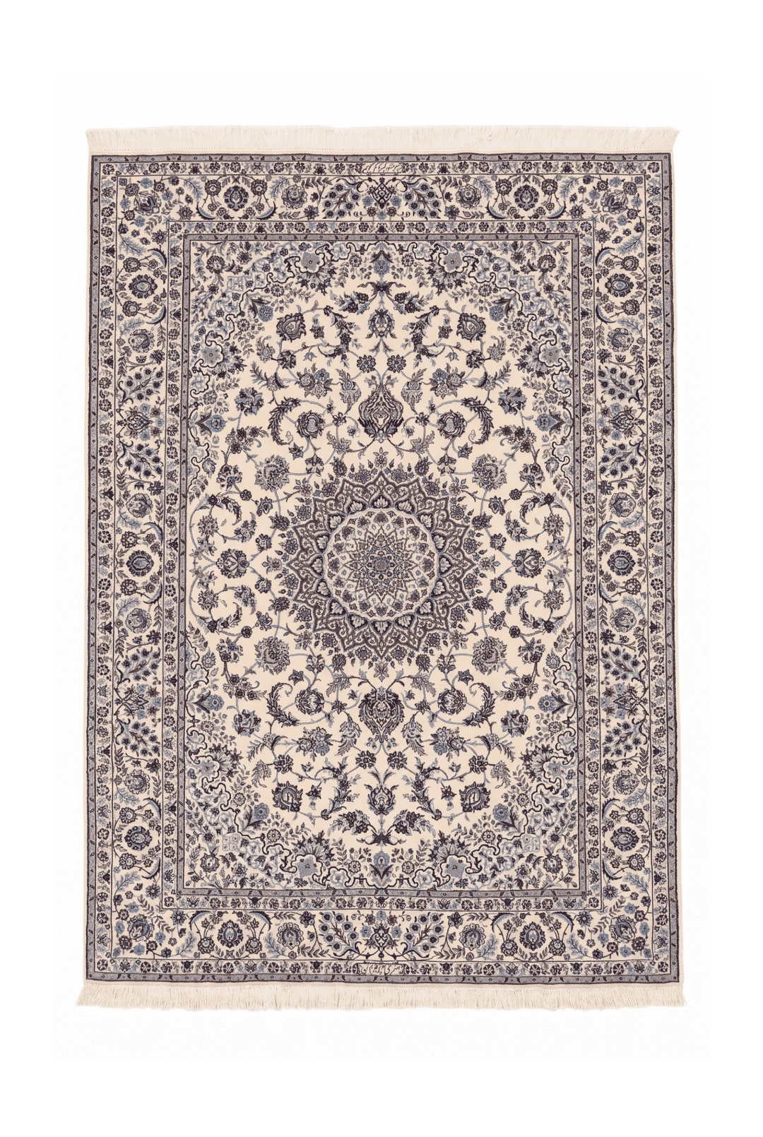Sandstone and blue medallion Nain rug, 165×238cm, about 2 tatami