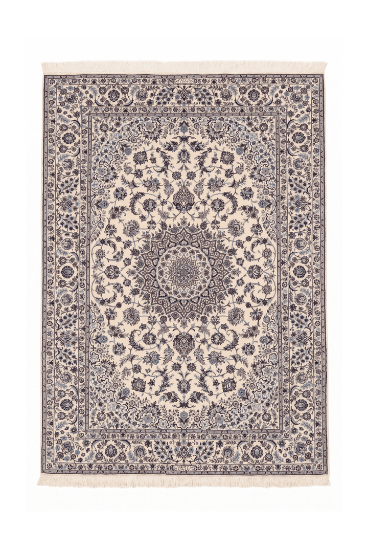 Sandstone and blue medallion Nain rug, 165×238cm, about 2 tatami