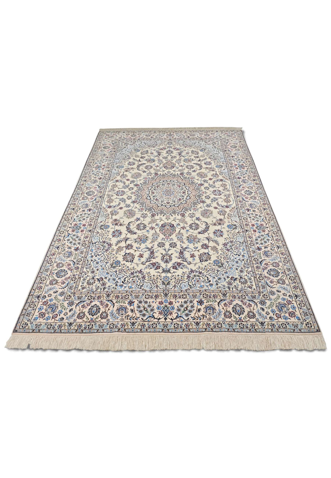 Hand-knotted wool pile of sandstone Nain rug, 165×238cm