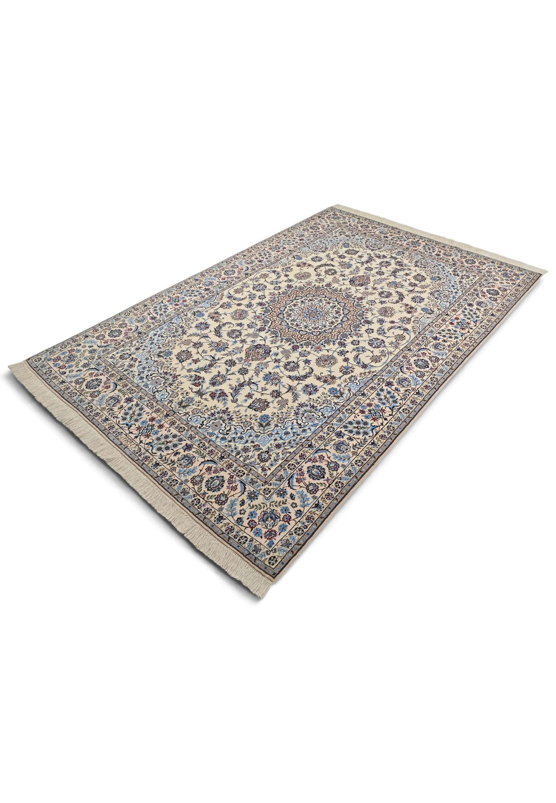 Sandstone blue Nain rug 165×238cm, Persian craftsmanship