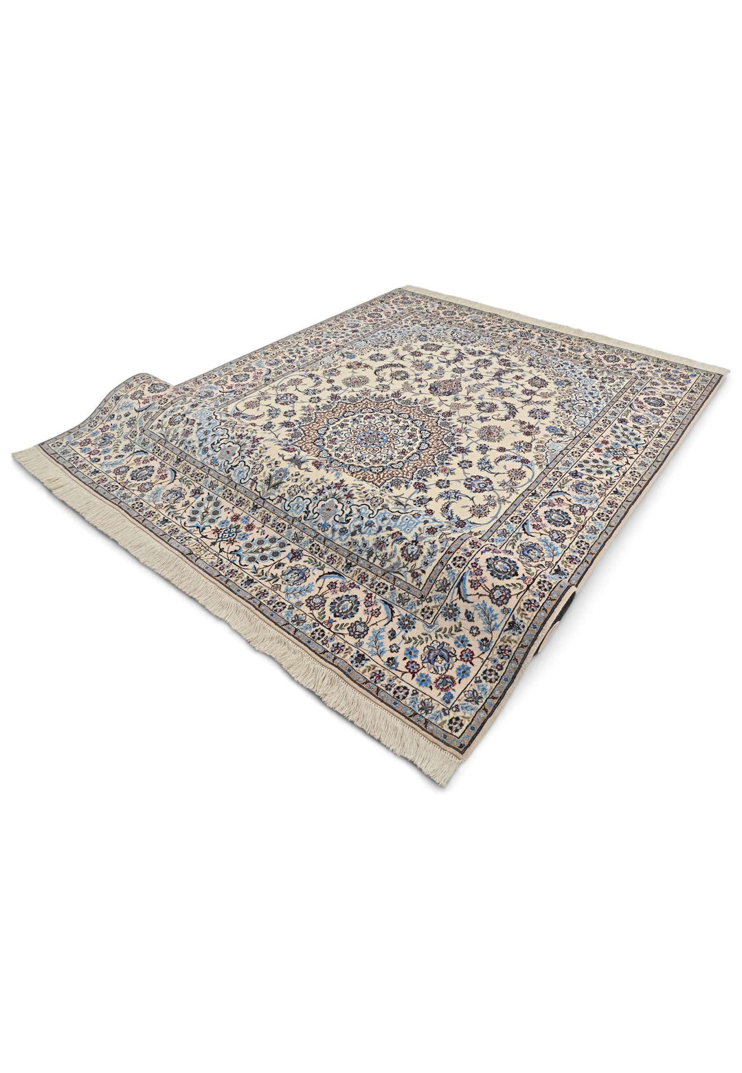 Hand-knotted Persian Nain rug with fine medallion work