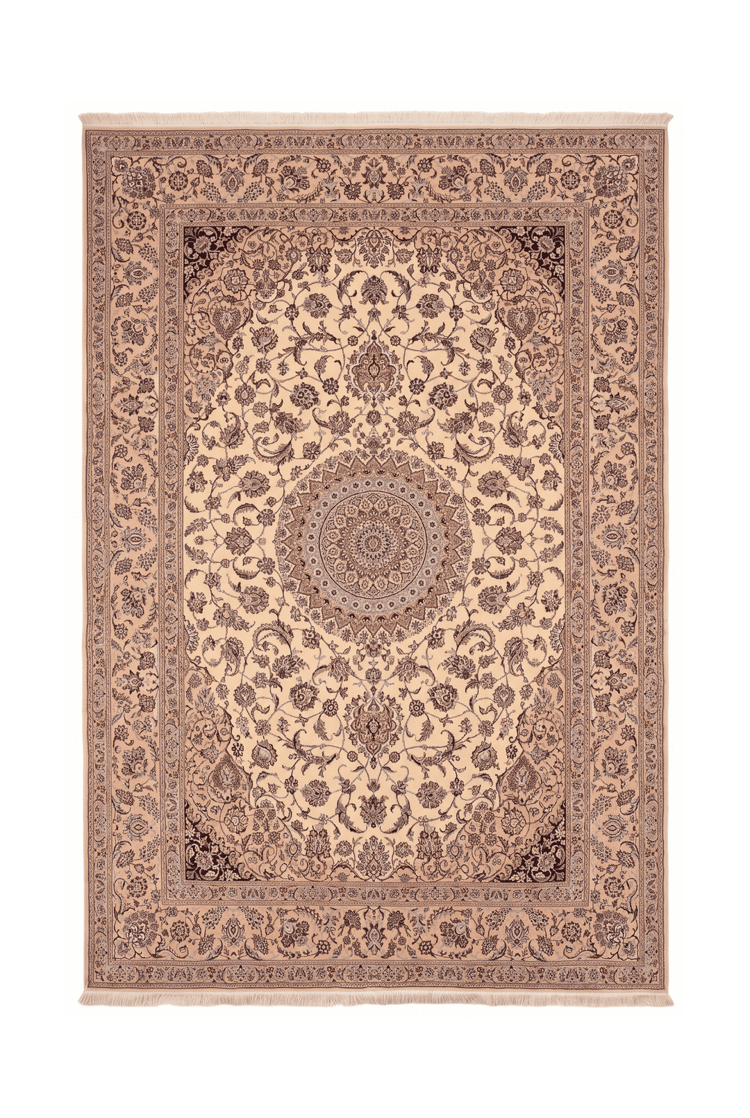 Ivory and camel medallion Nain rug, 175×255cm, about 2 tatami