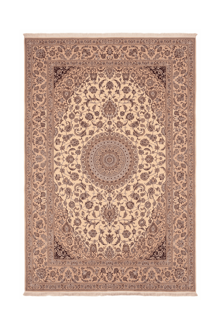 Ivory and camel medallion Nain rug, 175×255cm, about 2 tatami