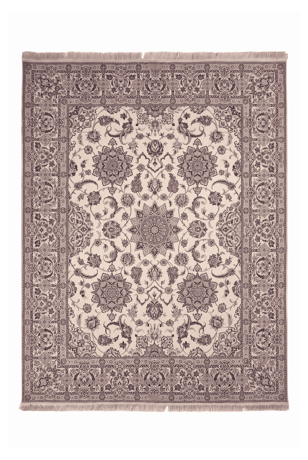 Ivory and beige five medallion Nain rug, 199×234cm, about 3 tatami