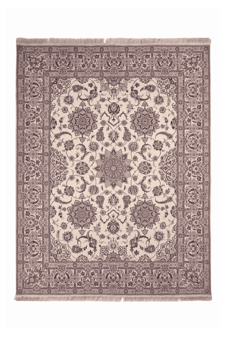 Ivory and beige five medallion Nain rug, 199×234cm, about 3 tatami