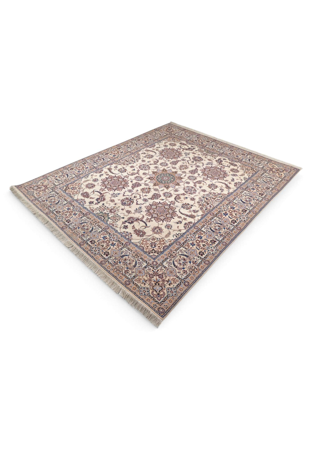 Ivory and beige five medallion rug for a living room, 3 tatami