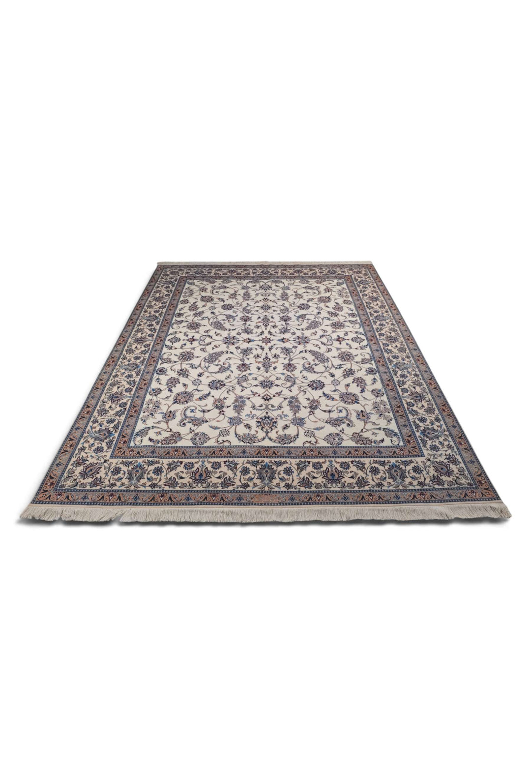 Hand-knotted wool pile of ivory salmon Nain rug, 208×262cm