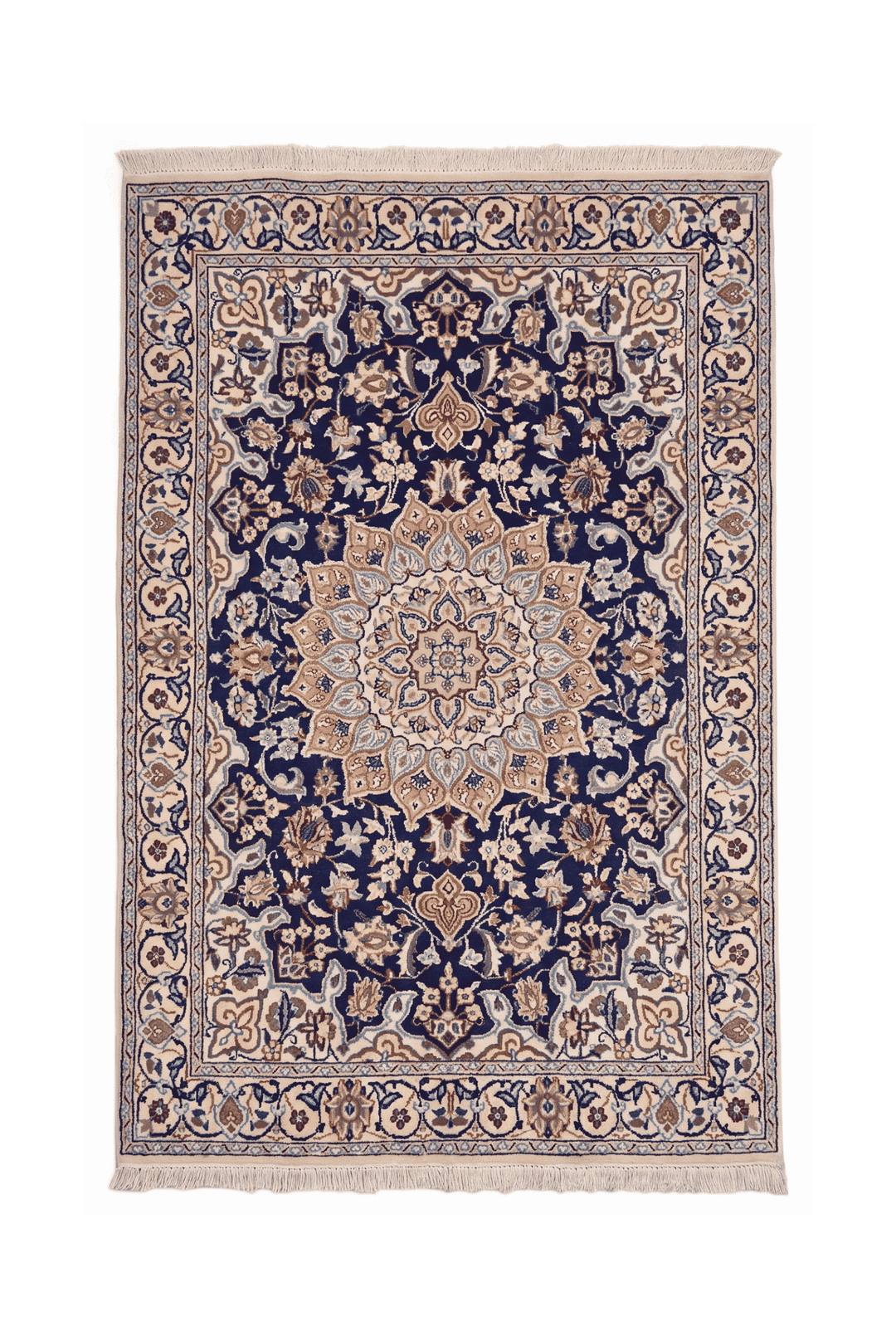 Navy medallion Nain rug, 119×200cm, about 1.5 tatami