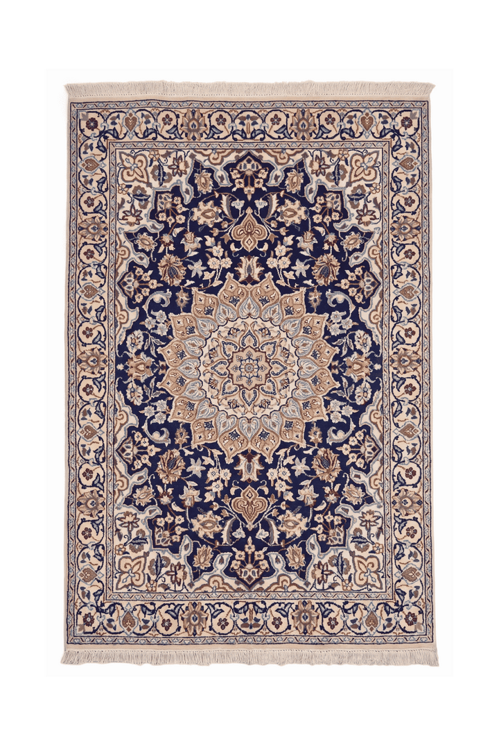 Navy medallion Nain rug, 119×200cm, about 1.5 tatami