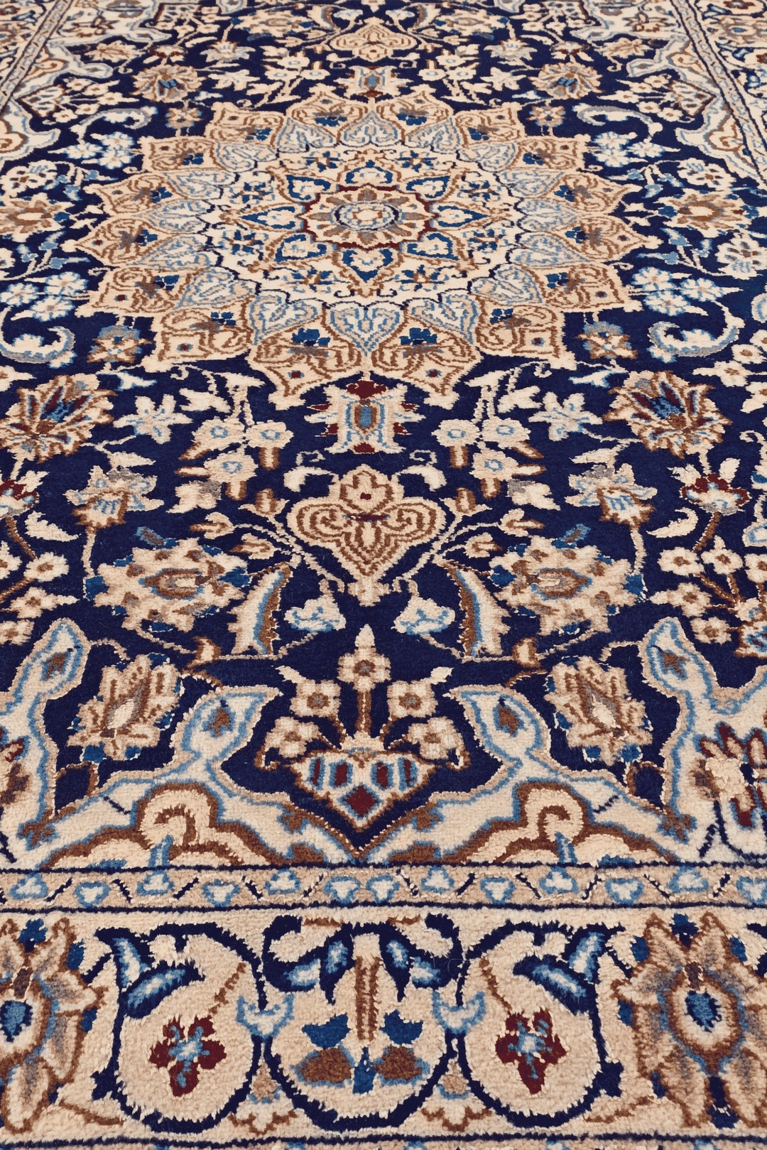 Hand-knotted Persian Nain rug with fine medallion work