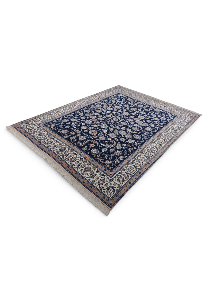 Hand-knotted Persian Nain rug with all-over arabesque field
