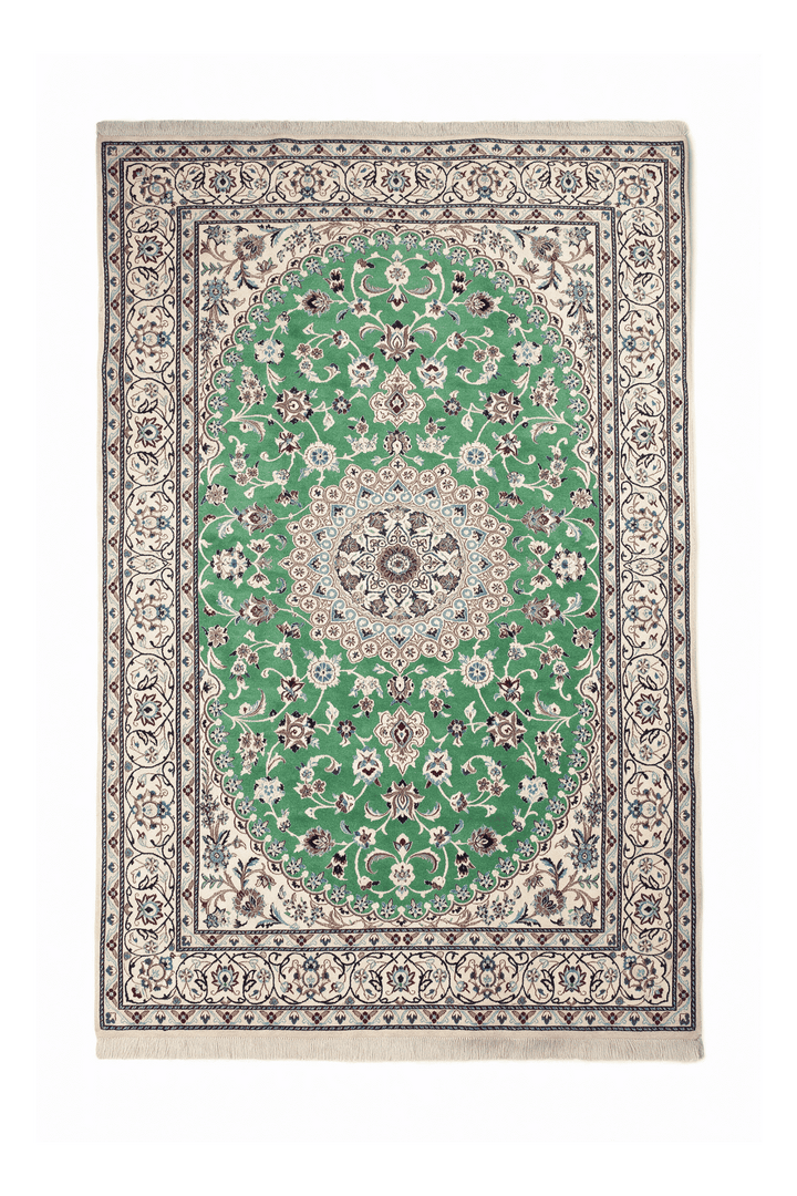 Pistachio green medallion Nain rug, 146×247cm, about 2 tatami
