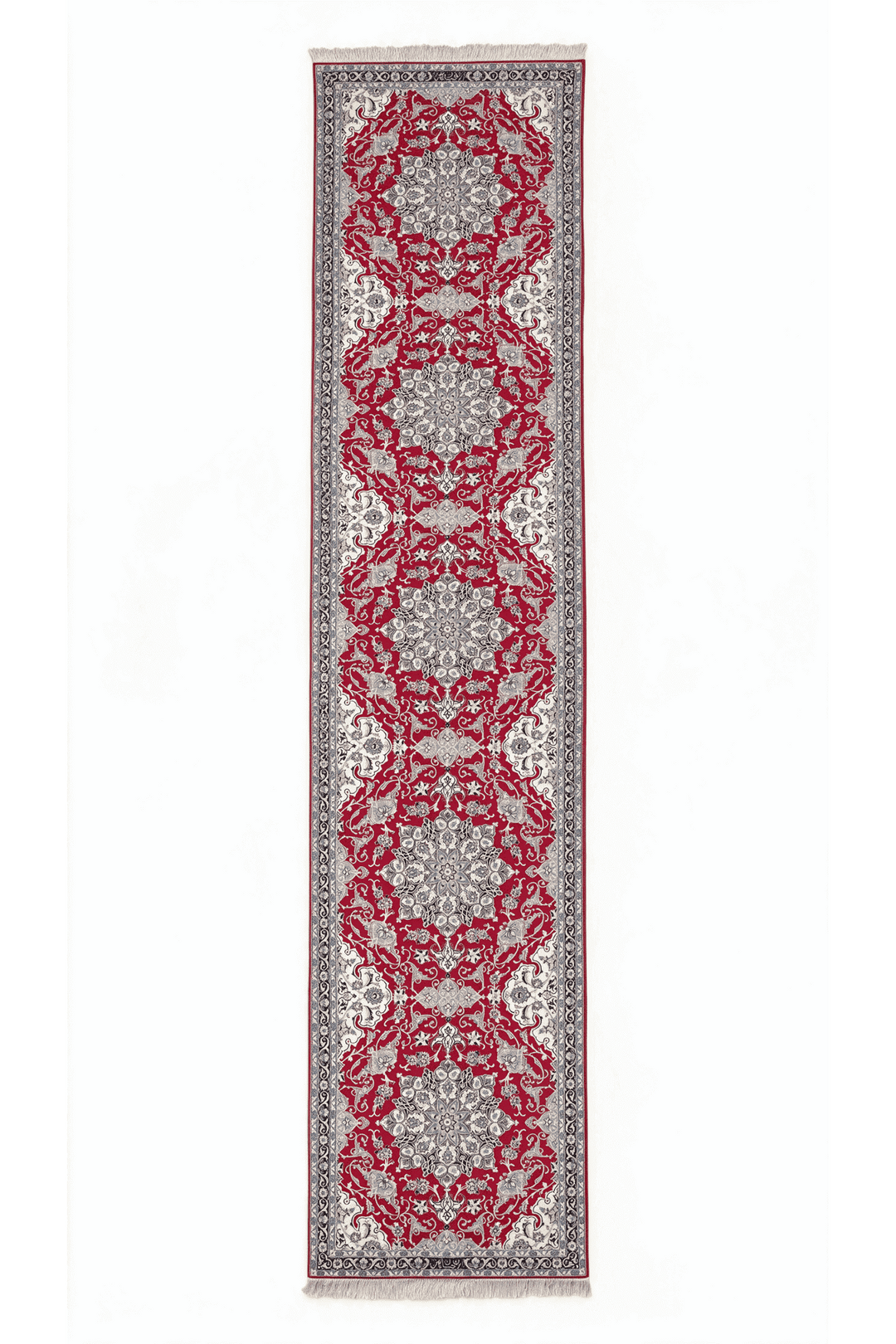 Red and navy medallion Nain runner, 88×438cm, extra long