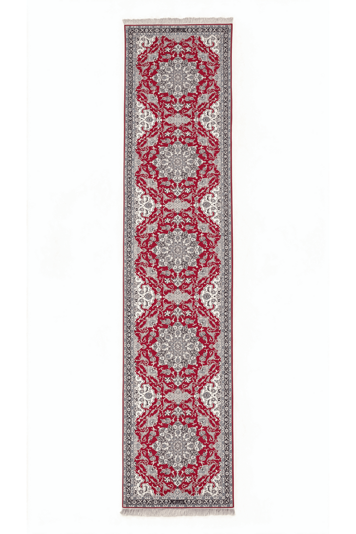 Red and navy medallion Nain runner, 88×438cm, extra long