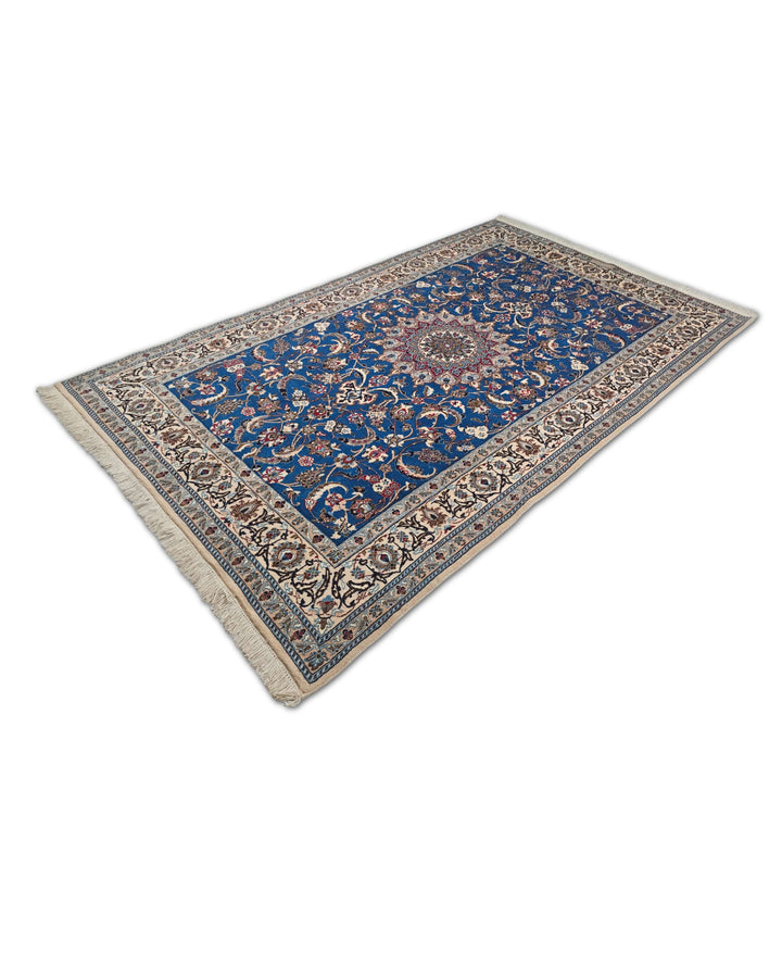 Cobalt blue Nain rug 155×255cm, Persian craftsmanship