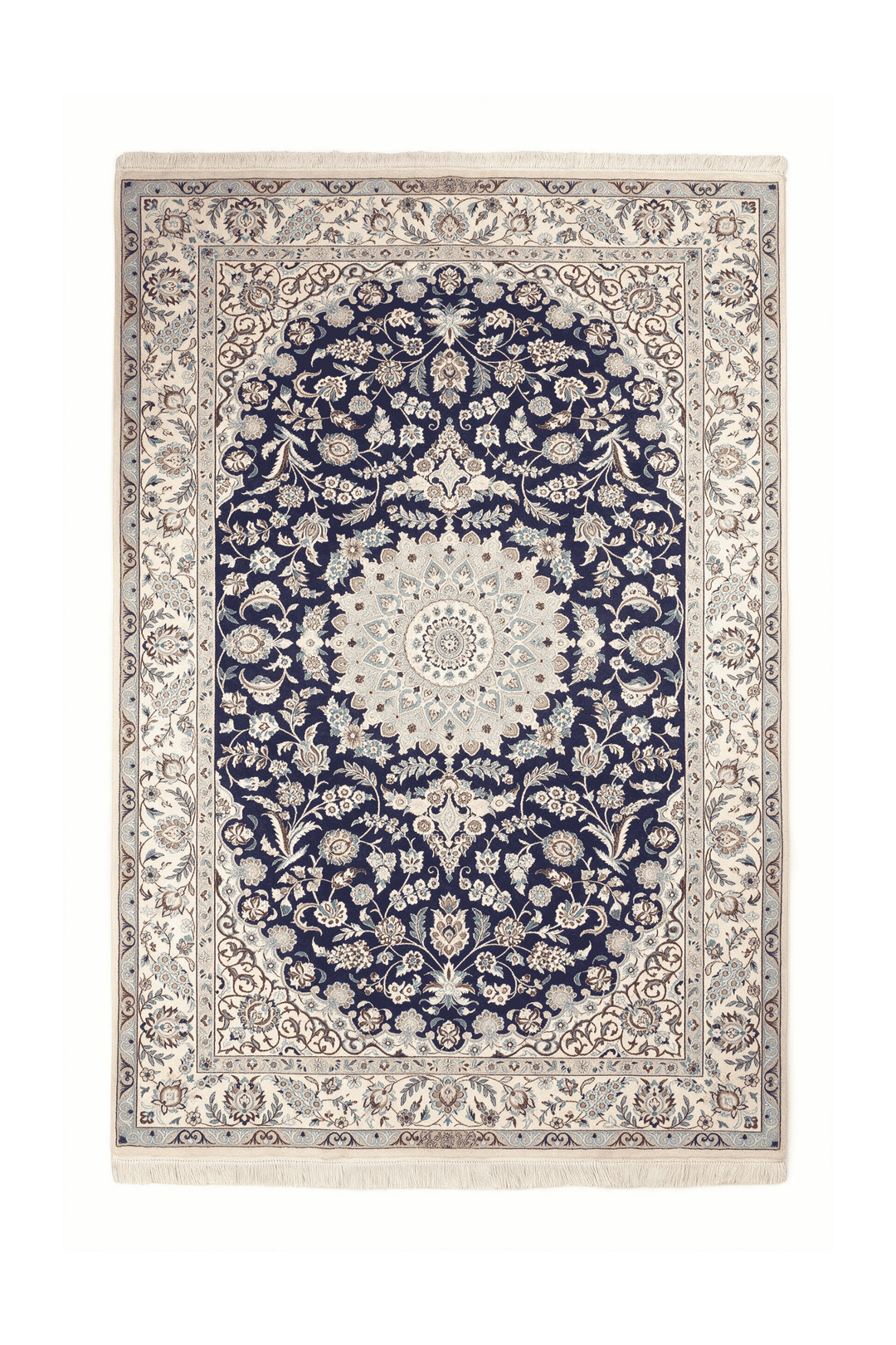 Royal blue medallion Nain rug, 196×304cm, about 4.5 tatami