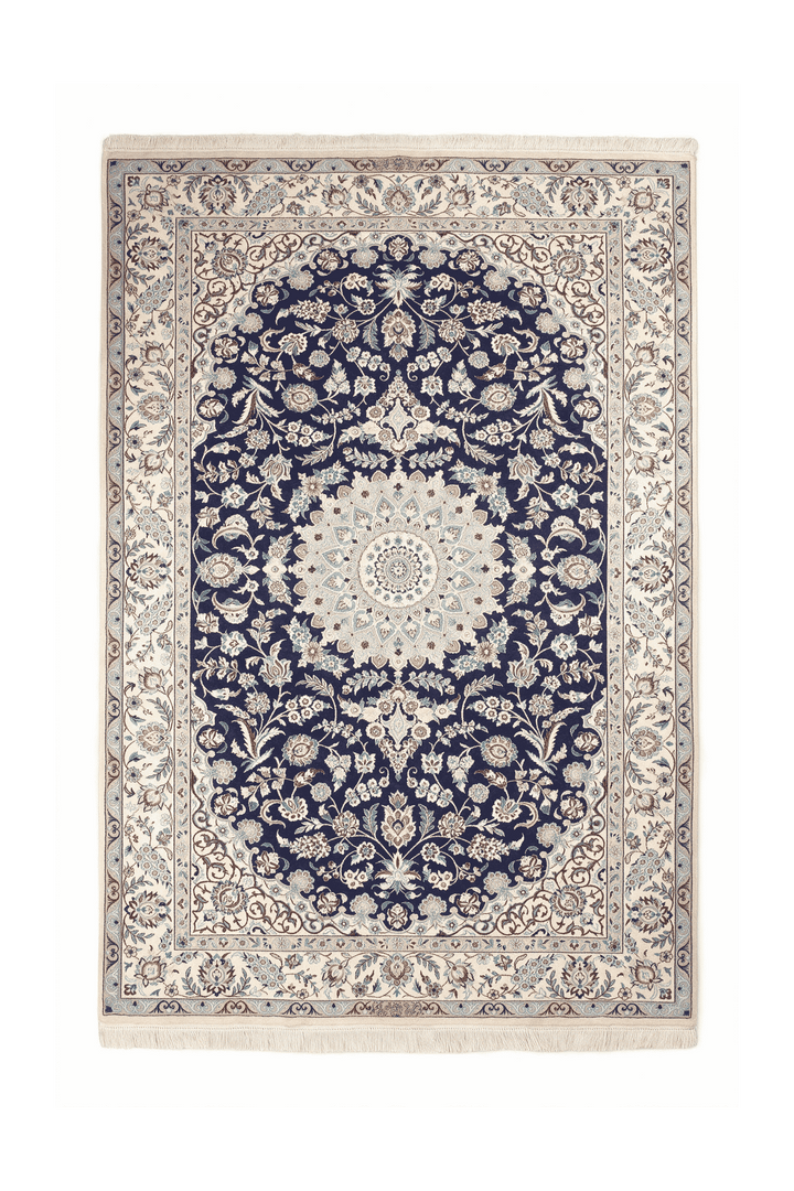 Royal blue medallion Nain rug, 196×304cm, about 4.5 tatami