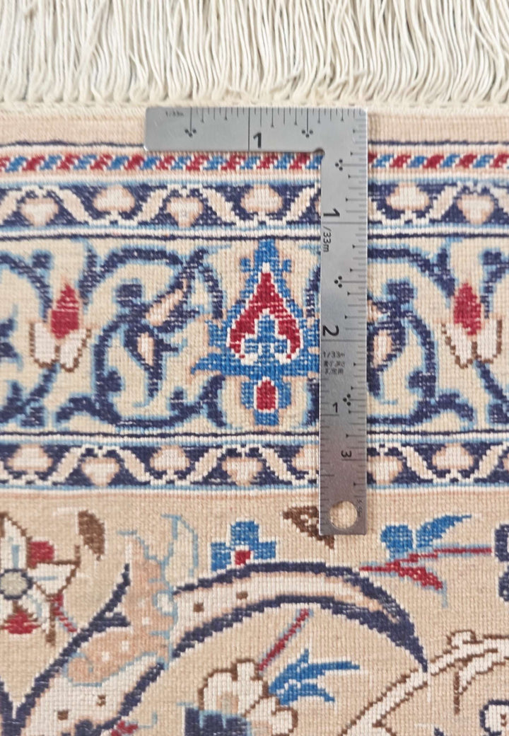 Red cream Shesh La medallion Persian Nain wool rug