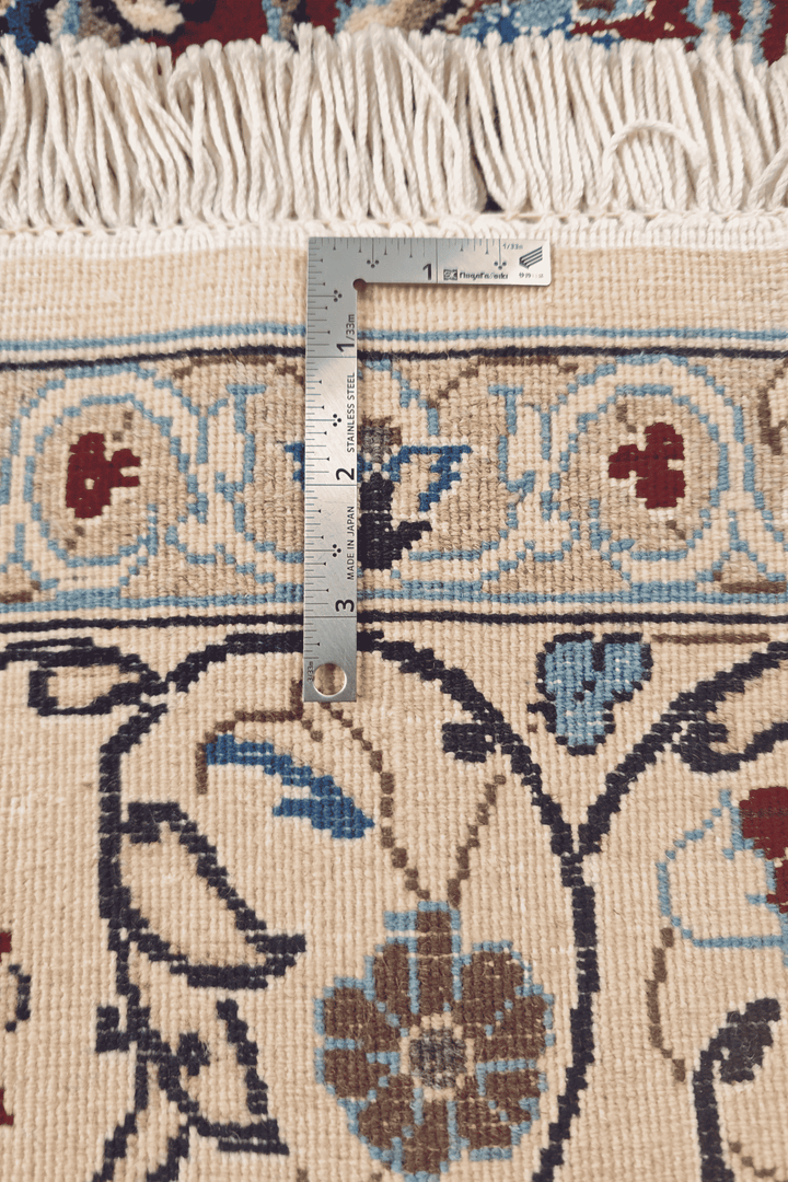 Wine red Nain rug field, fine Persian weave