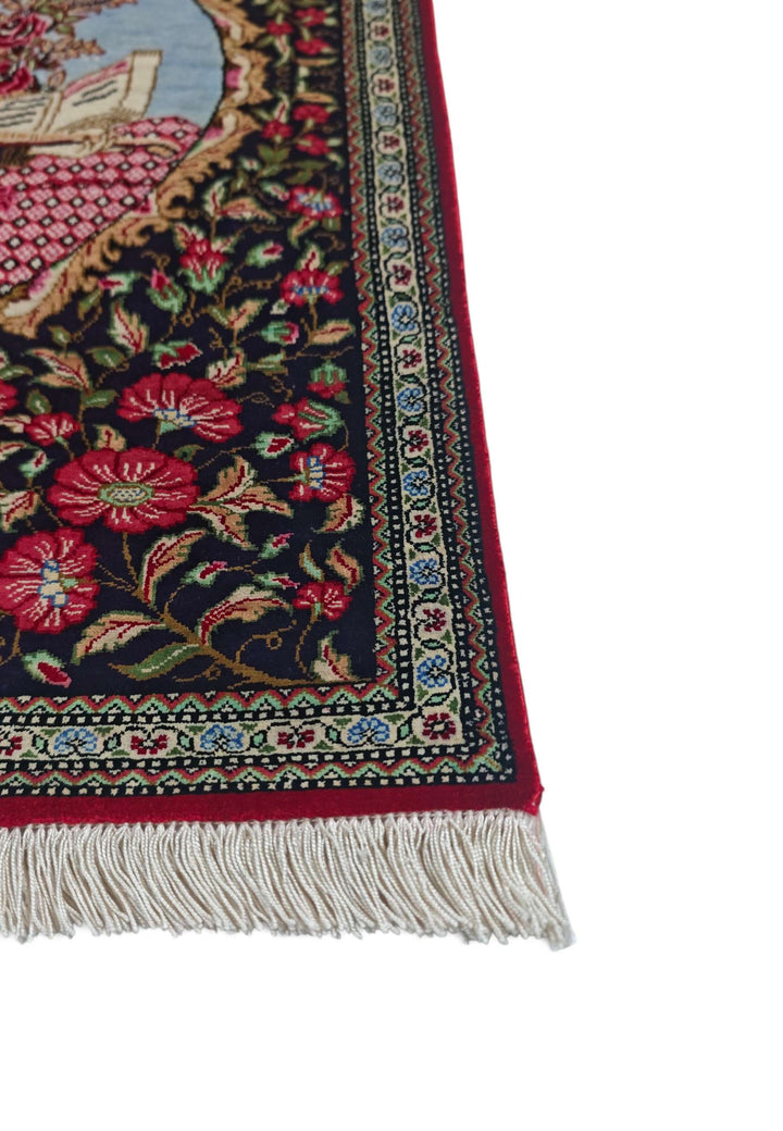 Black Persian Qum Silk Rug, hand-knotted, 55×77cm, photo 6