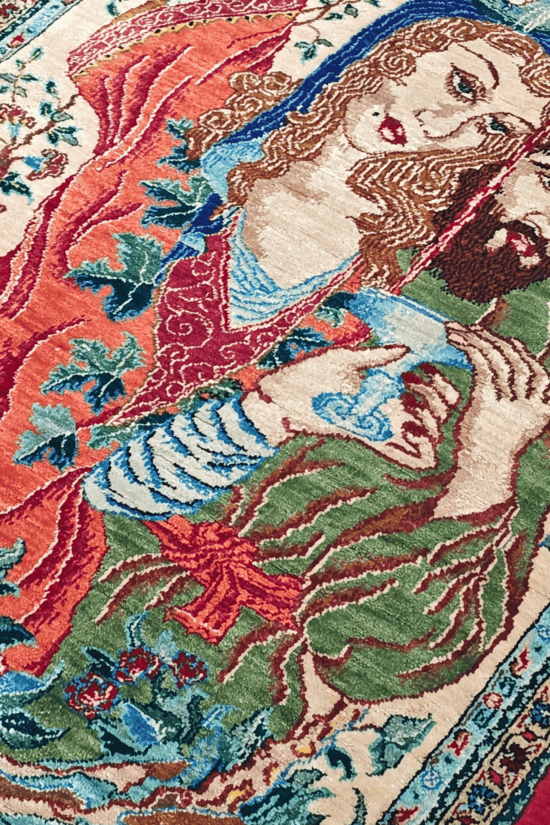 Cream Persian Qum Silk Rug, hand-knotted, 55×76cm, photo 2