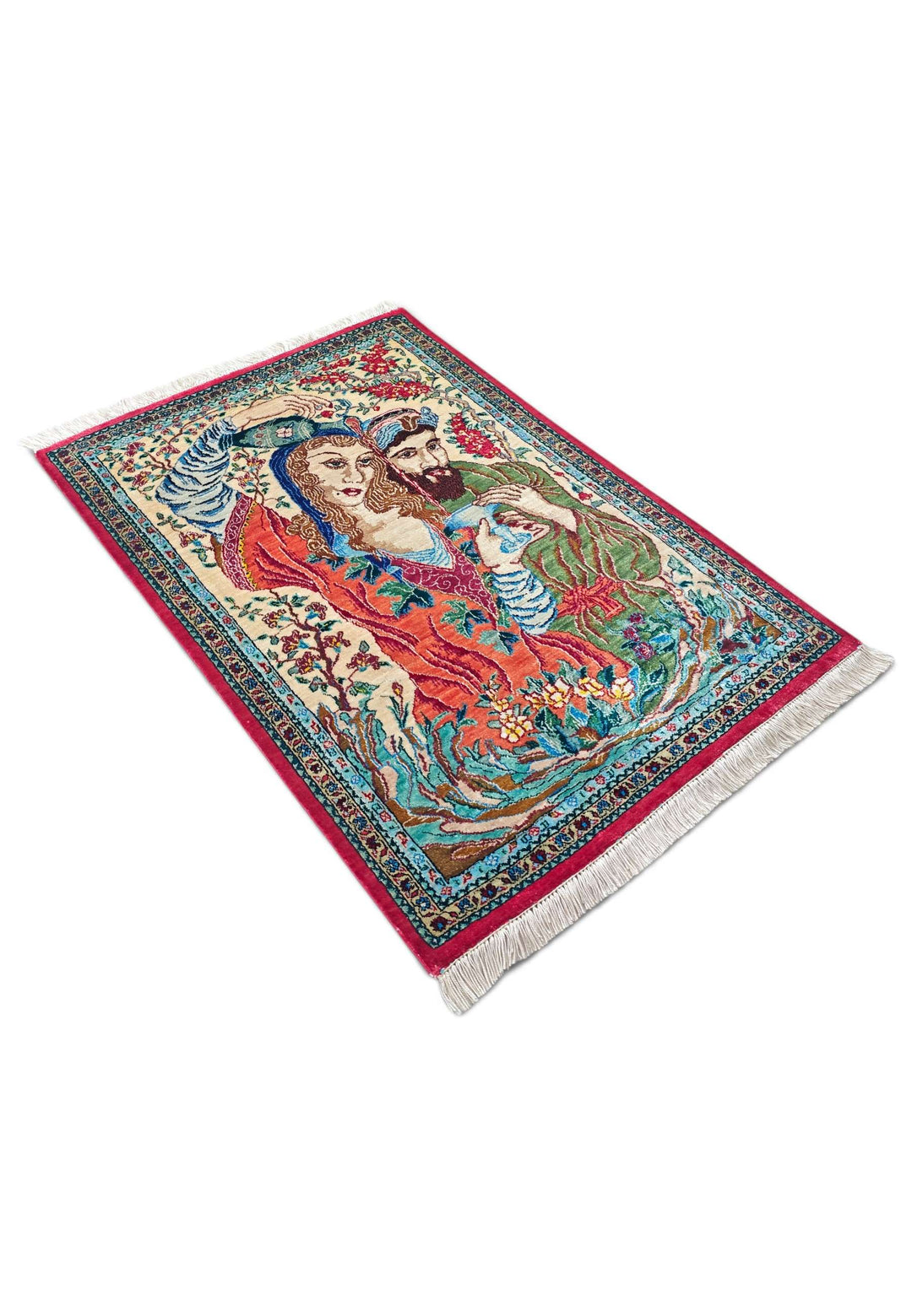 Cream Persian Qum Silk Rug, hand-knotted, 55×76cm, photo 4