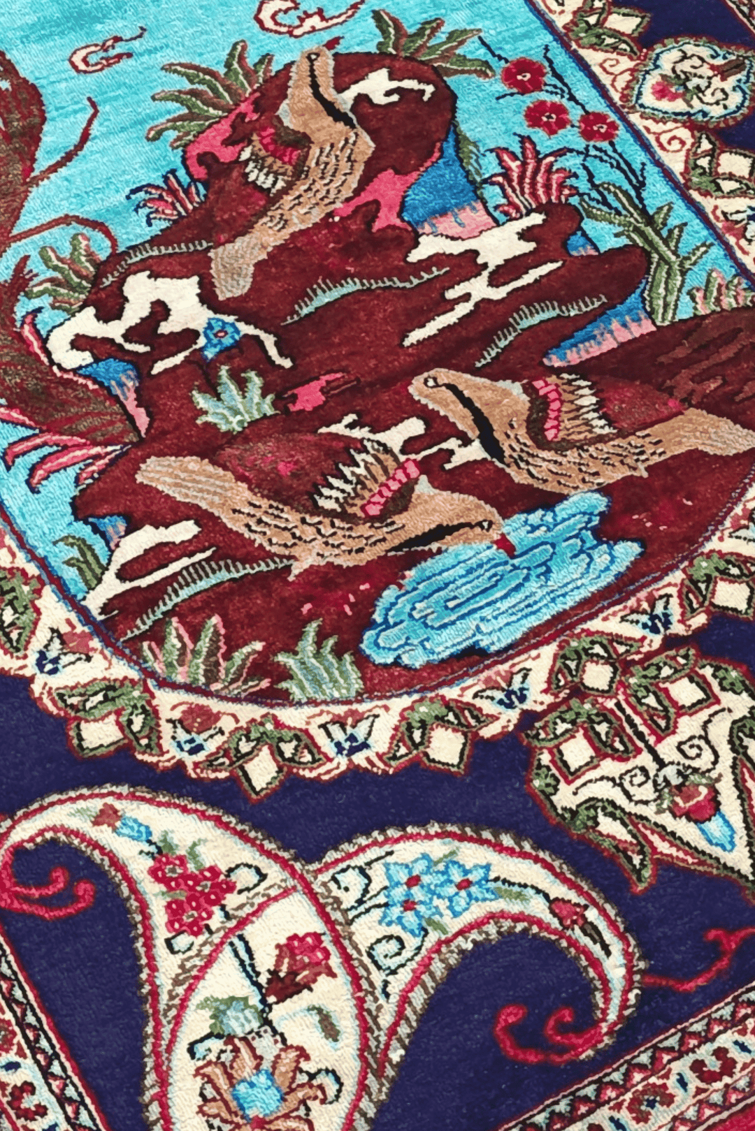 Deep Violet Persian Qum Silk Rug, hand-knotted, 57×77cm, photo 2