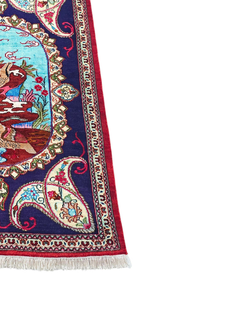Deep Violet Persian Qum Silk Rug, hand-knotted, 57×77cm, photo 6