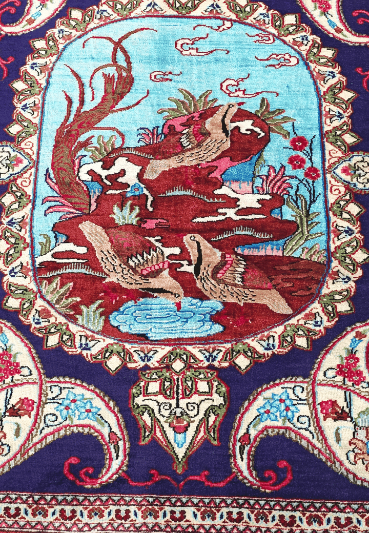 Deep Violet Persian Qum Silk Rug, hand-knotted, 57×77cm, photo 7