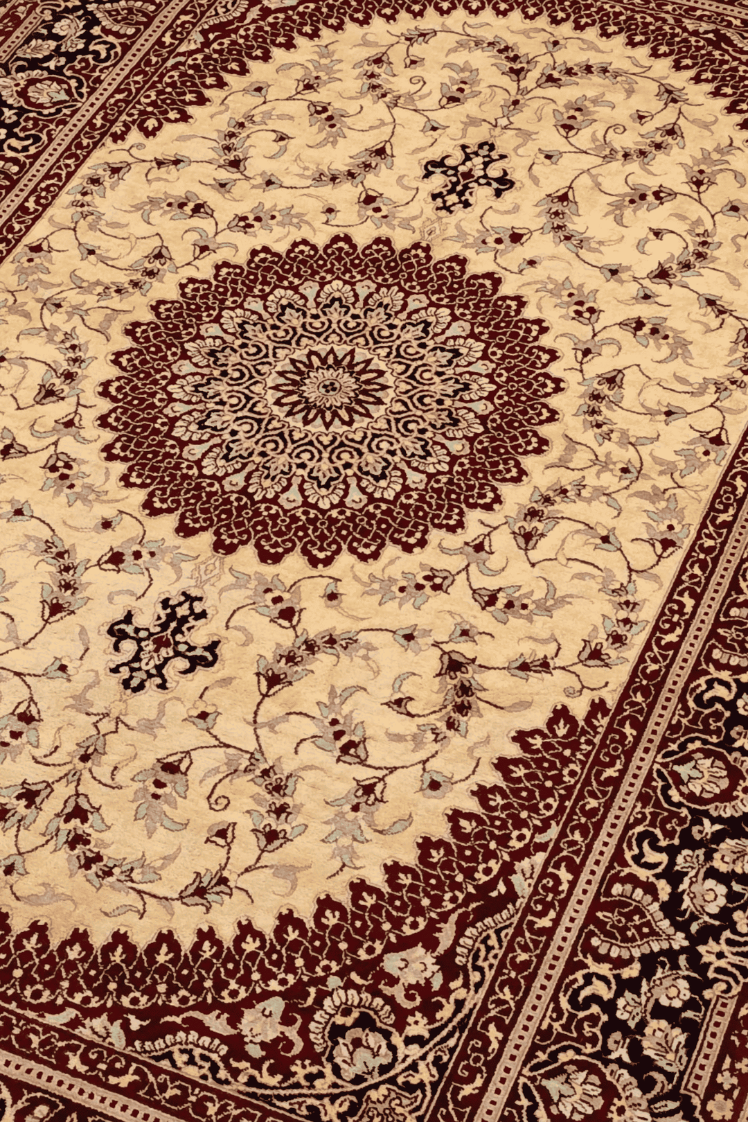 Gold Persian Qum Silk Rug, hand-knotted, 98×150cm, photo 3