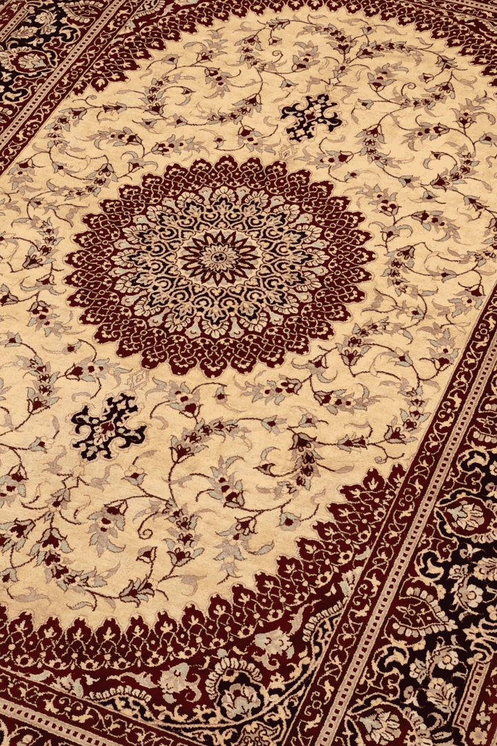 Gold Persian Qum Silk Rug, hand-knotted, 98×150cm, photo 3