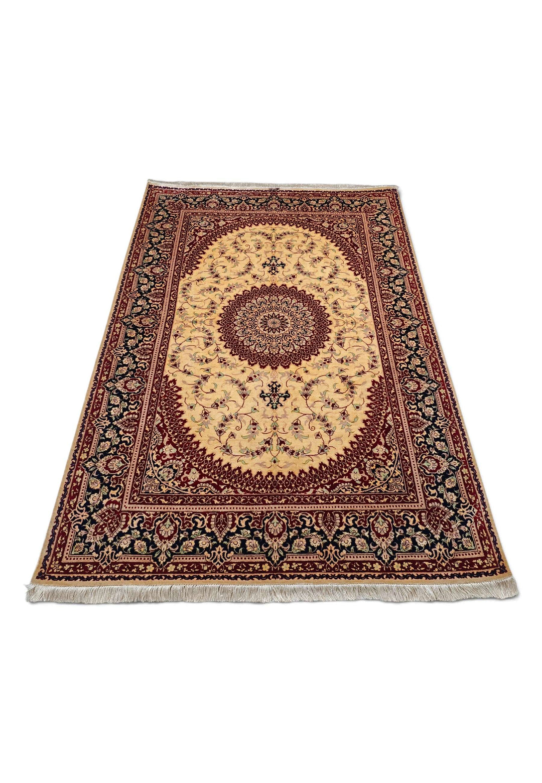 Gold Persian Qum Silk Rug, hand-knotted, 98×150cm, photo 4