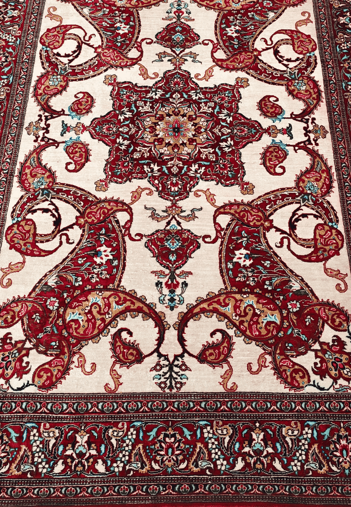 Ivory Persian Qum Silk Rug, hand-knotted, 100×147cm, photo 7