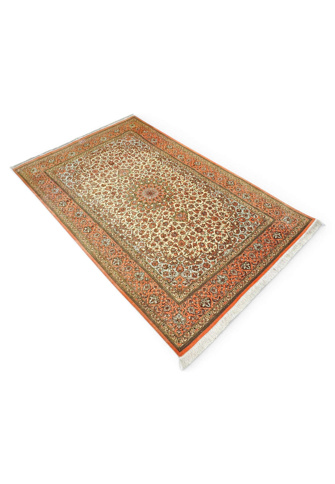 Ivory Persian Qum Silk Rug, hand-knotted, 100×160cm, photo 5